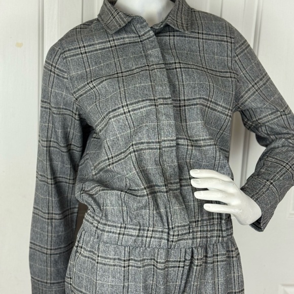 LUCCA Gray Plaid Women's Jumpsuit Long Sleeve Size Medium. D26 - Picture 3 of 17